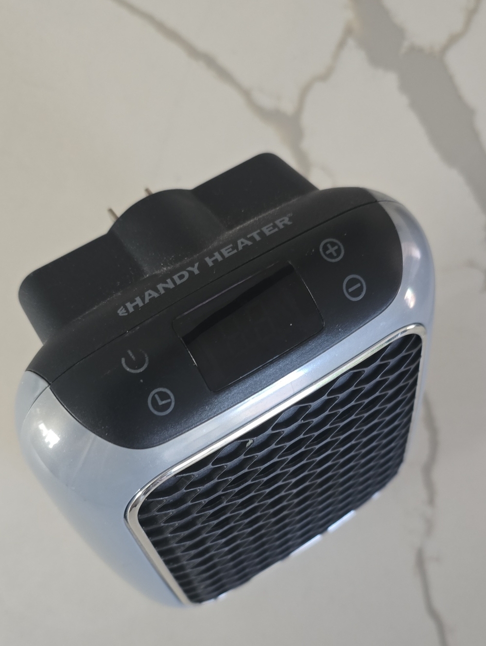 Tiny (3x3")Portable Space Heater - Black/Silver.